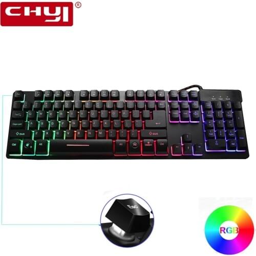 CHYI Gaming Keyboard For Tablet Ergonomic USB Wired keyboard With 104 Keycap Gamer Keyboard Keypad RGB LED Backlit For PC Laptop