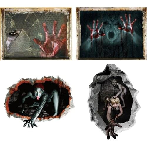 Creative Halloween Party Wall Stickers Decoration Horror Decor Bar Declas Playroom Vinyls Decorative Home Mural Scary Art Poster