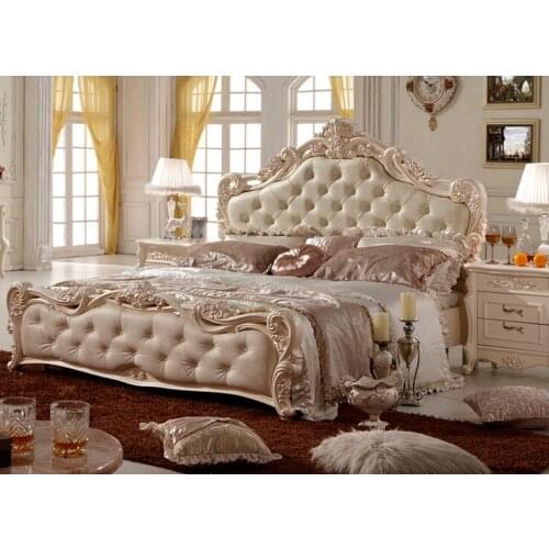 Solid wood bed 2 people Fashion European French Carved bedroom furniture 1.8 m bed 0014