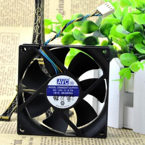 Free Shipping For AVC DS08025T12UP033 DC 12V 0.70A, 4-wire 4-pin 40mm, 80x80x25mm Server Square cooling fan