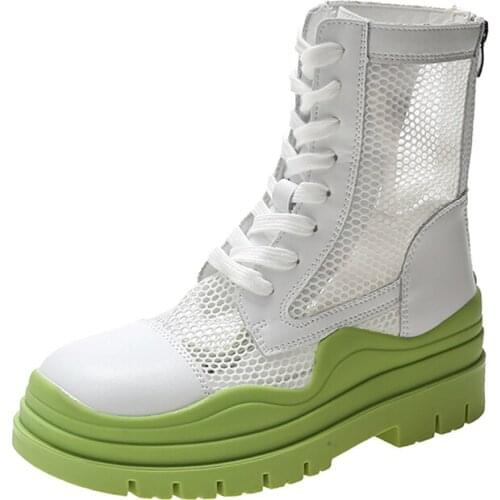 Summer sandals 2021 smoke pipe hollow breathable thick-soled shoes thin British style short boots Martin boots