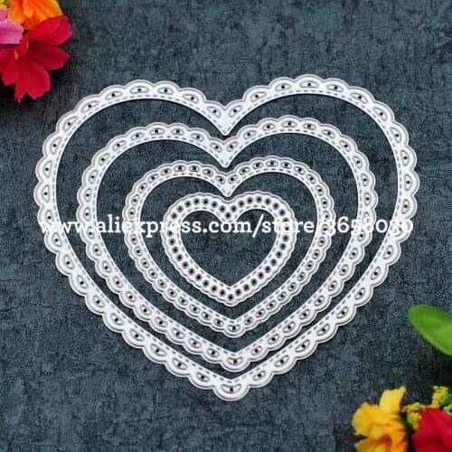 4pcs Heart Metal Die cutting Dies For DIY Scrapbooking Photo Album Embossing Folder 8101675