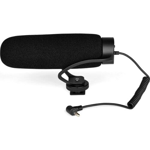 Interview Microphone Noise Reduction Microphone Portable Shockproof Mic Plug and Play with Windproof Cotton for Camera Phone