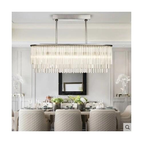 Fashion home dining chandelier Post-modern crystal glass rectangular new silver designer model dining room lamp