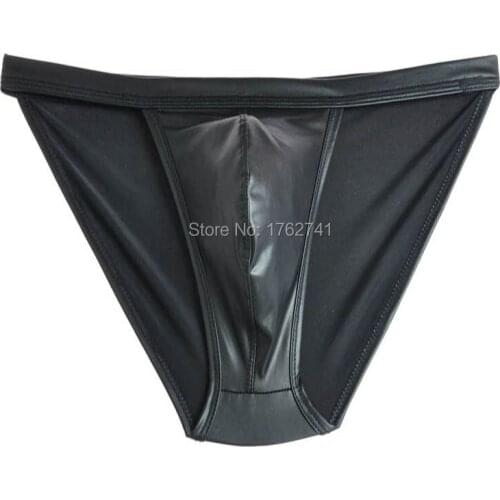 New Swimwear Brief Pants Mens Briefs Belt Pouch Soft Bikini Leather Like Underwear