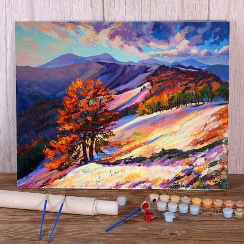 Landscape Autumn In The Mountains Coloring By Numbers Painting Package Oil Paints 40*50 Picture By Numbers Wholesale
