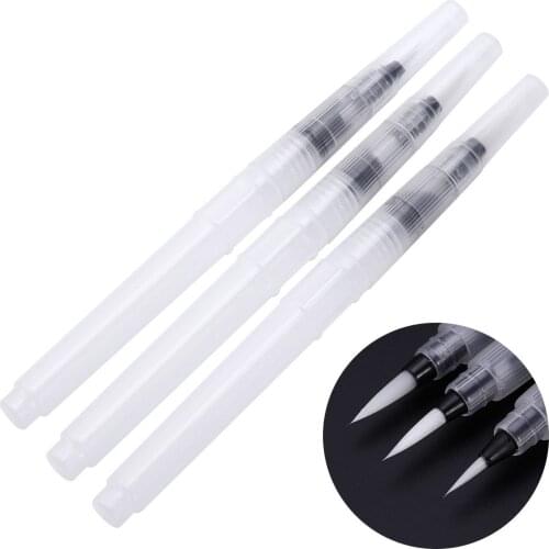 3-Piece Water Coloring Brush Pen Set Watercolor Painting Water Soluble Pencils Brush Solid Colors or Powdered Pigment