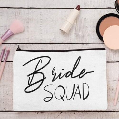 Bride Squad makeup bag Bachelorette hen Party Bridal shower wedding engagement decoration favor bridesmaid proposal Gift present