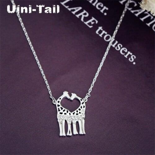Uini-Tail new 925 sterling silver fashion cute giraffe micro-inlaid necklace Korean fashion tide flow high quality jewelry ED281