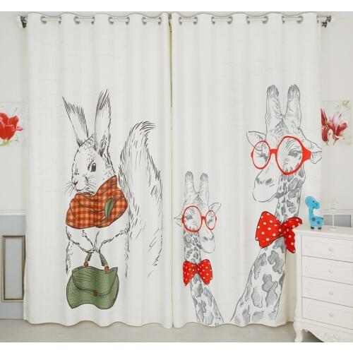 Personal Tailor 2x Window Curtain Nursery Kids Children Room Window Dressing Tulle Sheer 200x260cm Giraffe Squirrel White