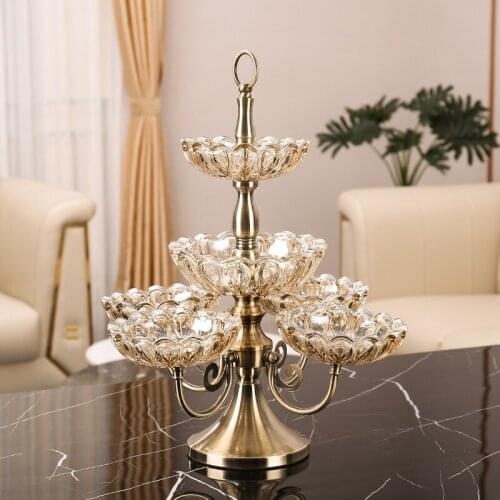 Trays decor dessert plate Creative multilayer fruit plate Living room household articles crystal glass fruit plate ornaments
