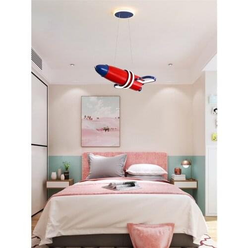 Red Space Satellite Pendant Lamps Boy Bedroom Room Space Decoration Pendant Lights Childrens Room Kindergarten LED Furnitures