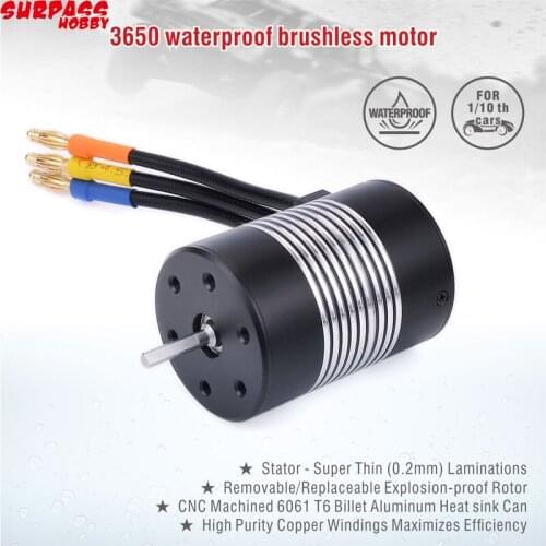 Rocket 3650 Waterproof Brushless Sensorless Motor 2300KV 3100KV 3500KV 4300KV 5900KV 5200KV 7700KV for 1/10 Tamiya RC Car