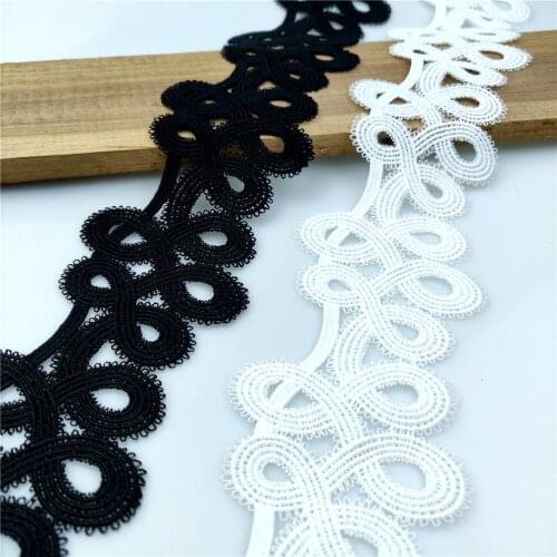 6.5CM Wide Luxury White Black Lace Water Soluble Embroidered Lace Neckline Collar Ribbon Trim Women Dress DIY Sewing Supplies