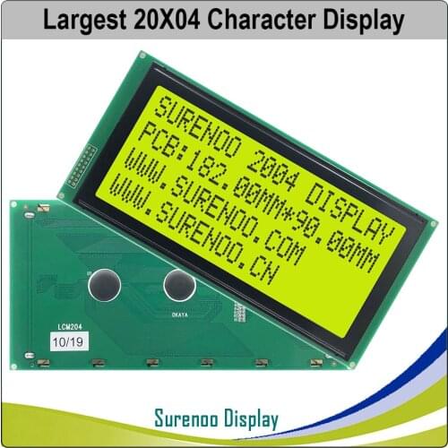 Largest 204 20X4 2004 Character LCD Module Display Screen LCM Yellow Green LCD with Yellow Green LED Backlight