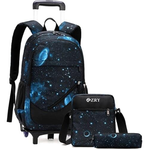 Removable Children School Bags for Girls Boys School Backpack With 2 Wheels Trolley Backpack Kids Luggage Bag Travel Backpack