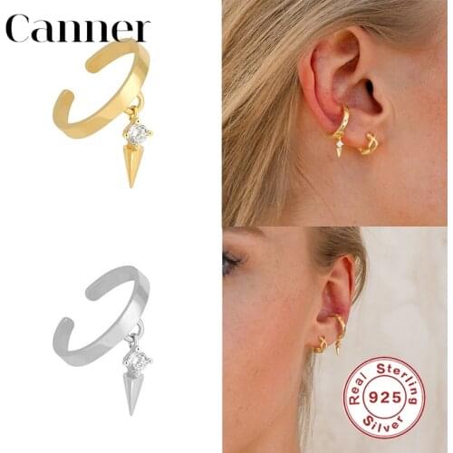 Canner 1pcs Earrings For Women 925 Sterling Silver Rivet Gold Earrings Fine Jewelry No Piercing Clip On Earrings Earcuff W4