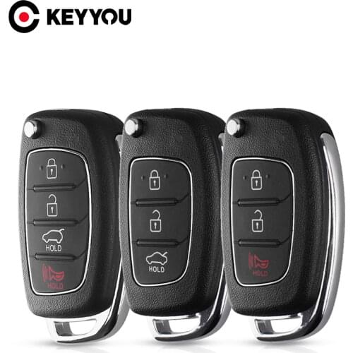 KEYYOU Replacement Flip Remote Key Fob Car Key Case Styling For Hyundai IX35 i20 IX45 Uncut Blade Key Shell With 3/4 Buttons Pad