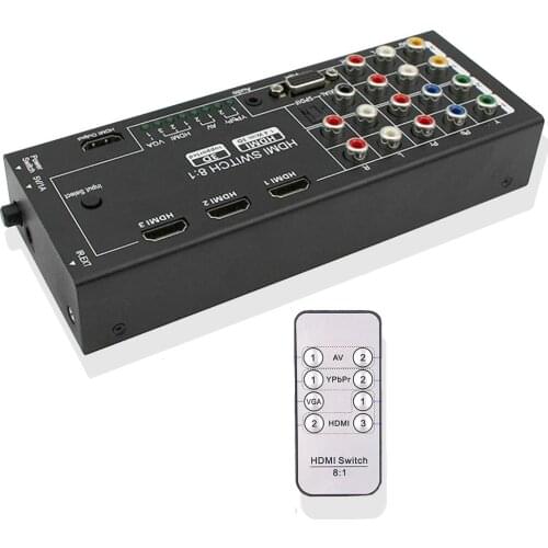 Mixed inputs switch hdmi-compatible converter 8X1 All to HDMI-compatible Switcher HDMI AV VGA component Ypbpr to HD converter