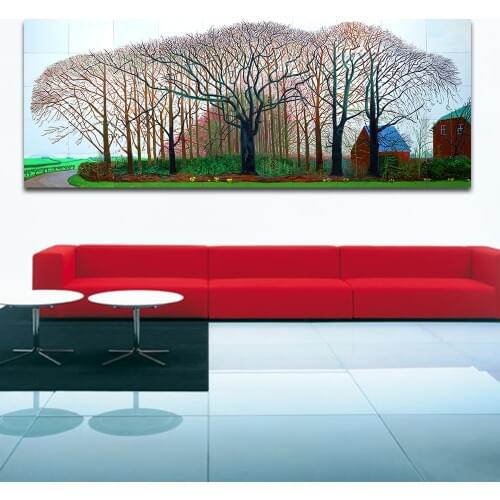 JQHYART Modern Oil Painting Hockney Bigger Trees Near Water Home Decor Wall Pictures For Living Room Canvas Art Landscape