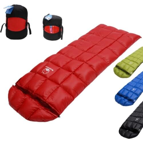 Winter Spring Cold Weather Adult Regular 95% White Goose Down Sleeping Bag Sack Quilt With Hood For Backpacking Camping Hiking