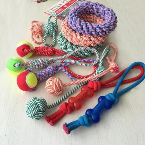 10 Set Pet Supply Dog Toys Dogs Chew Teeth Clean Outdoor Training Fun Playing Green Rope Ball Toy For Large Small Dog Cat