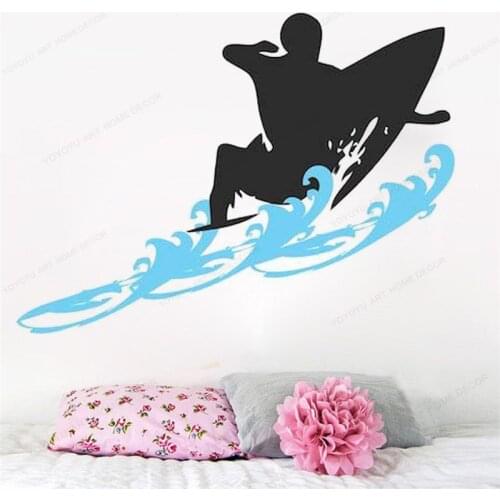 Surf Beach Vinyl wall sticker surfing decor Home Bedroom Decoration Surfer removable art mural HJ797