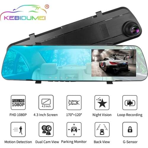 Kebidumei Car Dvr Radar Detector Mirror Camera Video Recorder Fhd 1080P Auto Camera Dual Lens Rear View Camera Speedcam Dash Cam