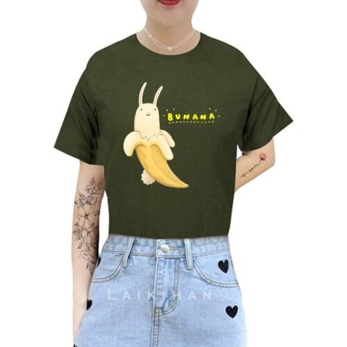 Harajuku Women T Shirt Red and Black Bunana Print Tshirt banana T Shirt Female Short Sleeve Tops Tee Fashion Women T-shirts