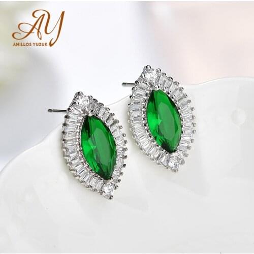 Anillos Yuzuk High-quality Clear Crystal Stud Earrings 925 Sterling Silver Earrings For Women Gemstones Earings Fashion Jewelry