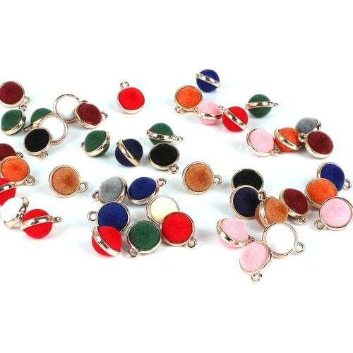 10pcs 15mm Multi Color Mini Flocking ball Charms Pendant For Bracelet Necklace Jewelry Making DIY Earring Findings