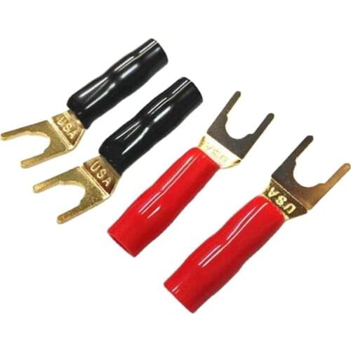 10Pcs Y Type Gold Plated Solderless Speaker Spade Banana Plug U Adapter Connectors High Quality for Electronic Equipment