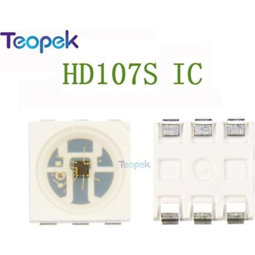 100PCS HD107S (APA102 upgraded ) 5050 LED Chip RGB Intelligent Control Integrated LED Light Source DC5V APA107S