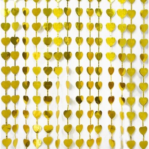 180x100cm Heart Shaped Foil Tassels Curtain Rose Gold Silver Party Backdrop Tinsel Garland Wedding Birthday Decoration Supplies