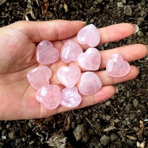2pcs Rose Quartz Heart Shaped Pink Crystal Carved Palm Love Healing Gemstones Lover Gife Stone Crystal Heart Gems Gift Lover