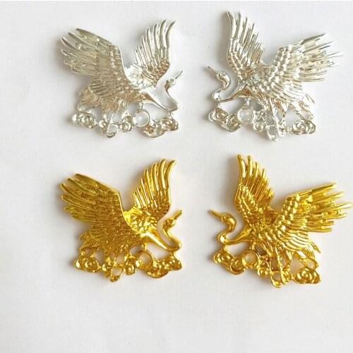 20pcs 35*40mm Fashion Metal Alloy Gold Silver color Crane Connectors Charm For DIY Jewelry Making