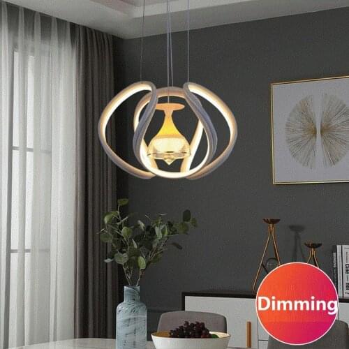 Six-color three-stage dimming dining led chandelier Postmodern Nordic bar counter lighting led exhibition pendant lamp