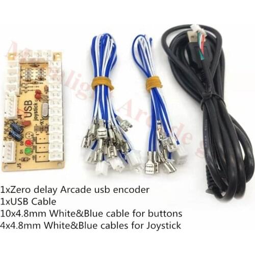 Free shipping Zero Delay PC Game USB joystick Encoder controller PCB with wire DIY MAME/PC fighting joystick Raspberry Pi kits
