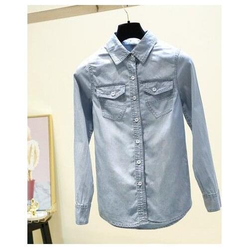 Blouse Women Shirt Spring Autumn Denim Women Long Sleeve Top Shirt Blusas Mujer De Moda