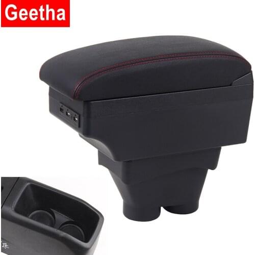 For Peugeot 208 Armrest Box Central Store Content Holder Ashtray Interior Accessories Retrofit parts Dual Layer Large Space USB