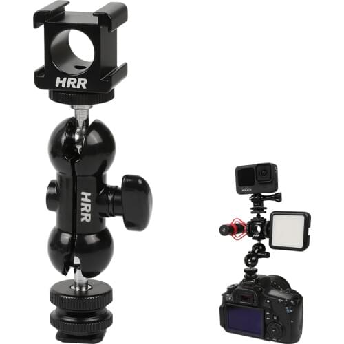 Double Ballhead Arm Mount Bracket Triple Cold Shoe Flash Light Microphones Hot Shoe adapter DSLR Monitor Video Holder Accessory