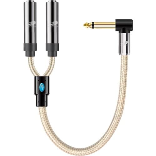 25cm Hifi Conversion Cable MONO 6.35mm to Dual 6.35mm Female for Microphone 1/4" TS Jack Splitter Cable Gold Plating