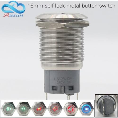 The 16MM self locking button switch instantaneous 3A The arrow The doorbell Grounding mark Headlight logo Can be customized
