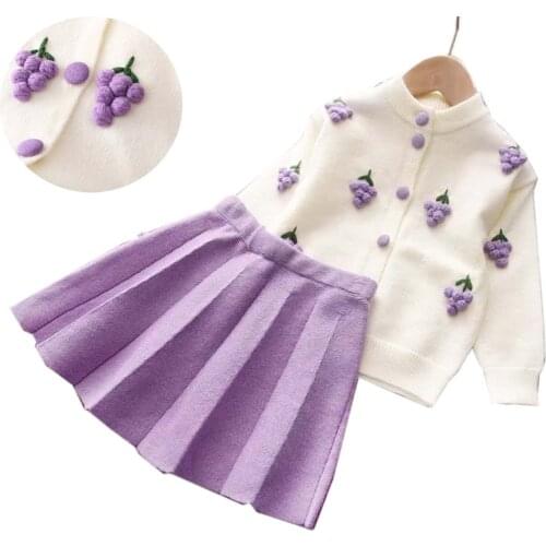 2 Pieces Winter Girls Long Sleeve Sweater Kintted Skirt Sets Kids Clothes Suit Baby Outfits for Children Clothing Sweet 2-6T