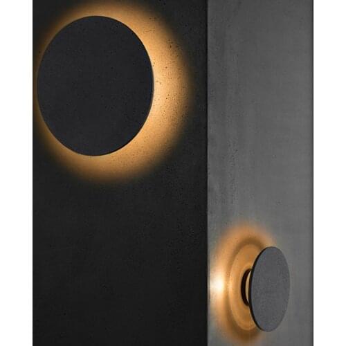 Round Cement Wall Lamp Industrial Style Bedroom Bedside Lamp Restaurant Corridor Aisle Light Entrance Concrete Wall Lamp