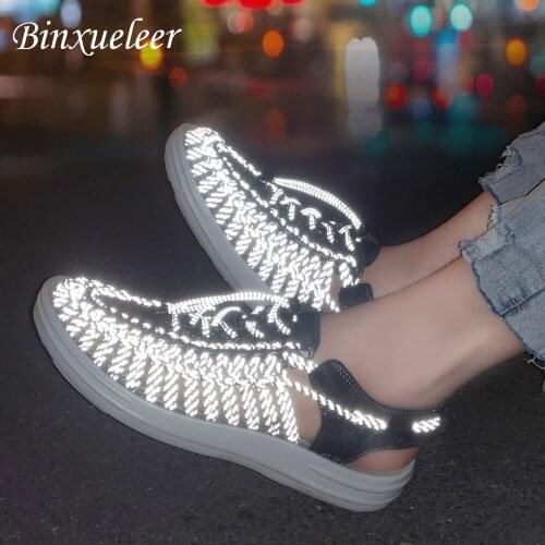 Men Fluorescent Sandals Hollow Out Shoes Summer Gladiator Sandals for Men Glow Shoes New