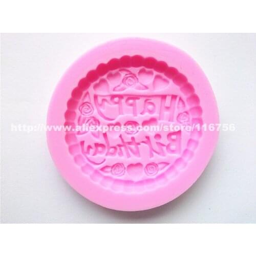 New! Free Shipping Happy Birthday Shaped Silicone Mold Cake Decoration Fondant Cake 3D Food Grade Silicone Mould 093