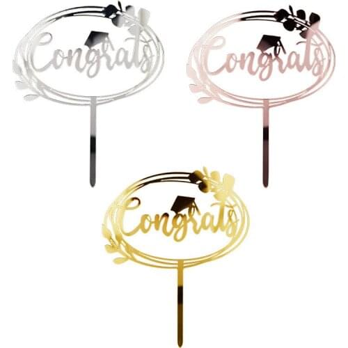 New Congrats Acrylic Cake Topper Gold Celebrate Cake Topper congratulations graduates for celebrating party Cake Decoration