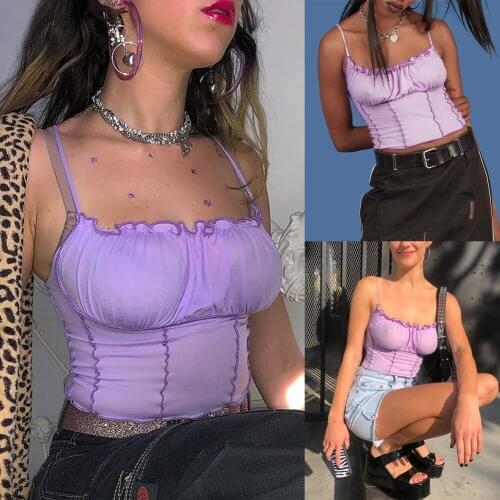 New Womens Fashion Sling Top Purple Sexy Sleeveless Bra Vest S M L