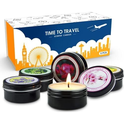 5pcs/set Portable Scented Candle Travel Plant Essential Oil Soy Wax Smokeless Candle For Aromatherapy